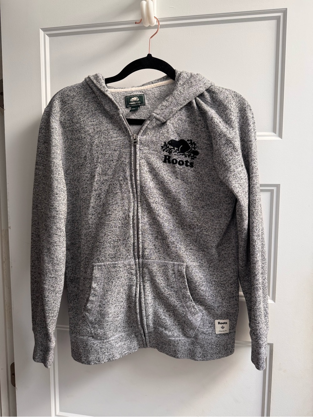 Roots Kids Gray Zip-Up Hoodie with Chest Logo